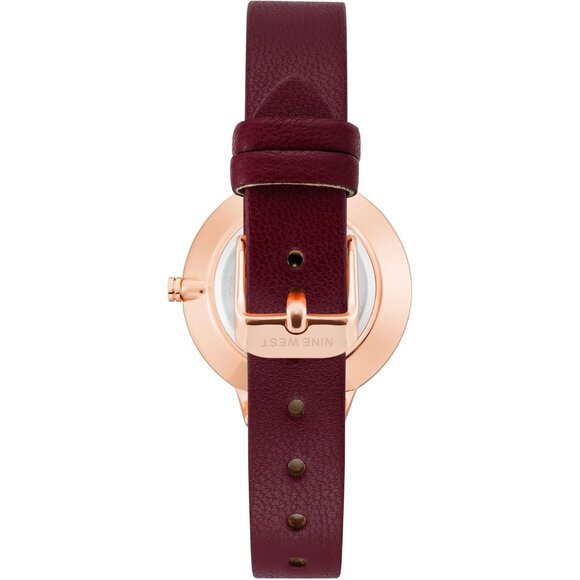 Women\'s Floral Rose/Gold Crystal Lens Smooth Leather Strap Buckle Closure Watch main image 5